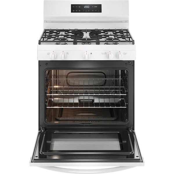 Frigidaire 30-Inch Quick Boil Gas Range with 5 Burners and Steam Clean, White FCRG3062AW - main